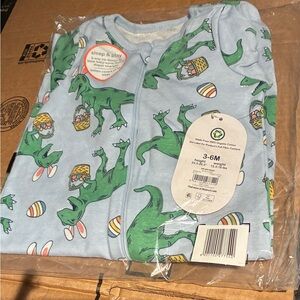 NEW Wonder Nation Baby Blue Dinosaur Sleep & Play Onesie 3-6 Mo